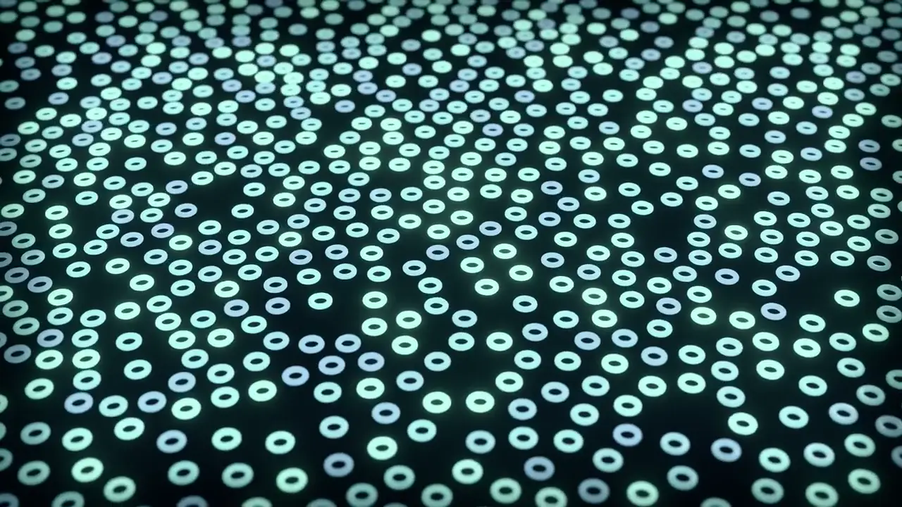 Futuristic dotted waves moving through a dark abstract space