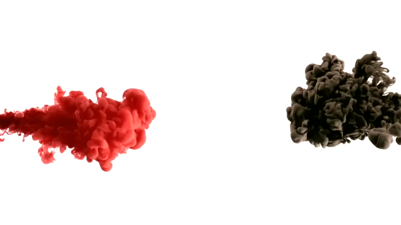 Red and gray ink blooming into a dreamlike abstract cloud